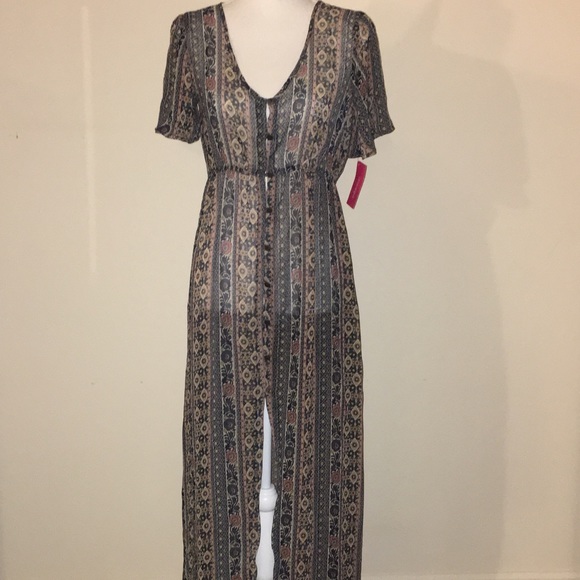 sheer button down dress